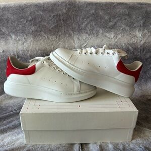 Alexander McQueen Oversized Low Top Sneakers White Red Size 13 Euc